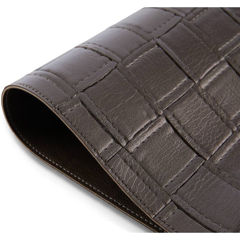 HomeRoots 18" Set of Four Espresso Basketweave Faux Leather Placemats - 18.00 in. x 12.00 in. x 0.01 in.