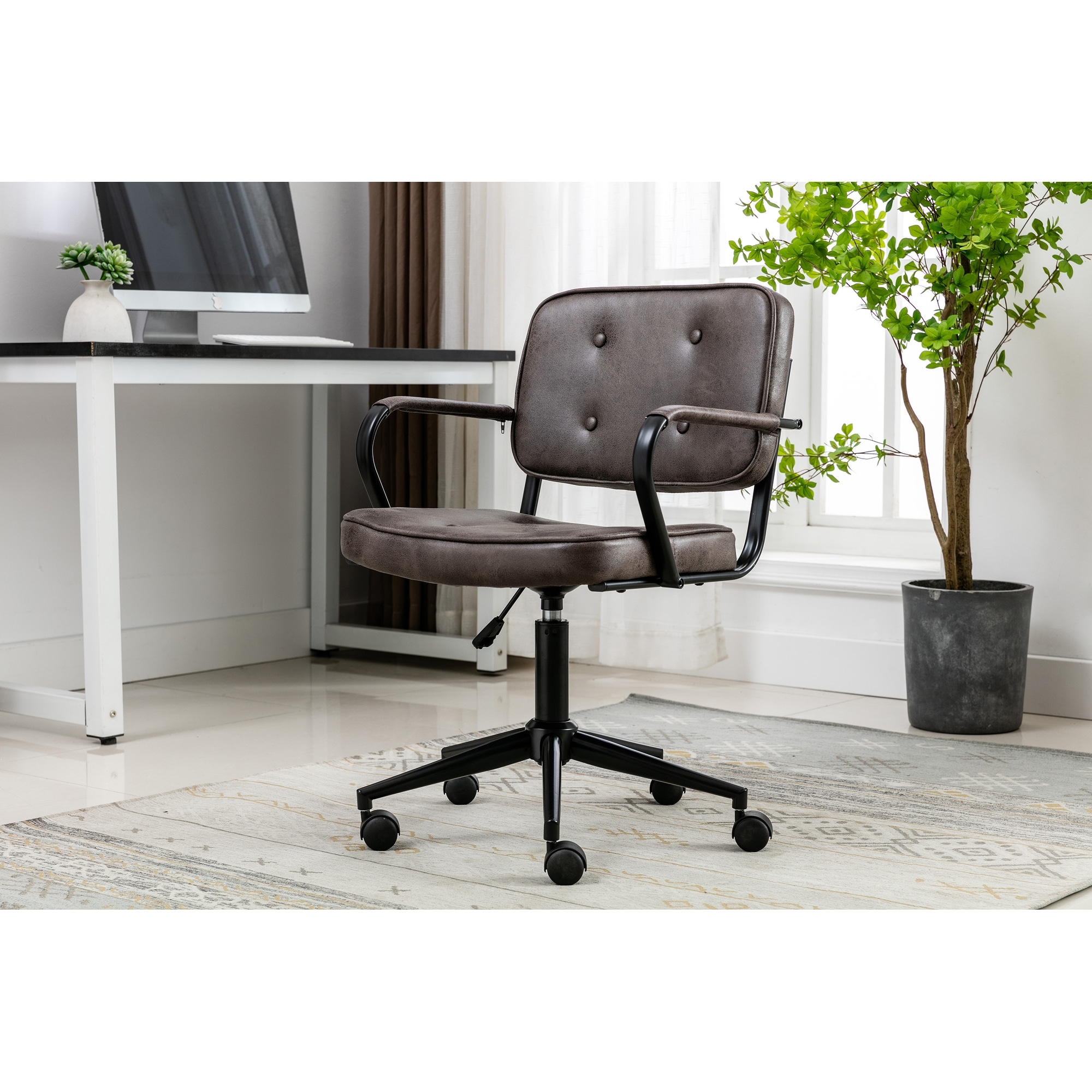 Grey suede cheap office chair