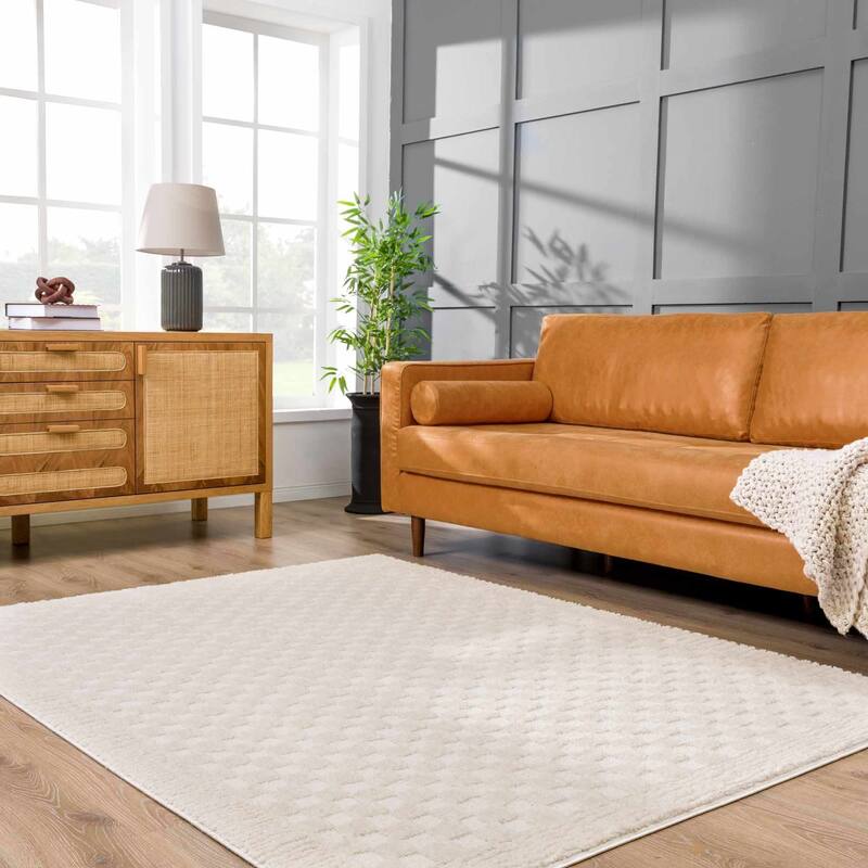 Hauteloom Leryn Hallway, Kitchen Runner Rug - High Pile - Off White - 2'8" x 7'3" - 7'10" x 10' - Rose Cream / Leryn
