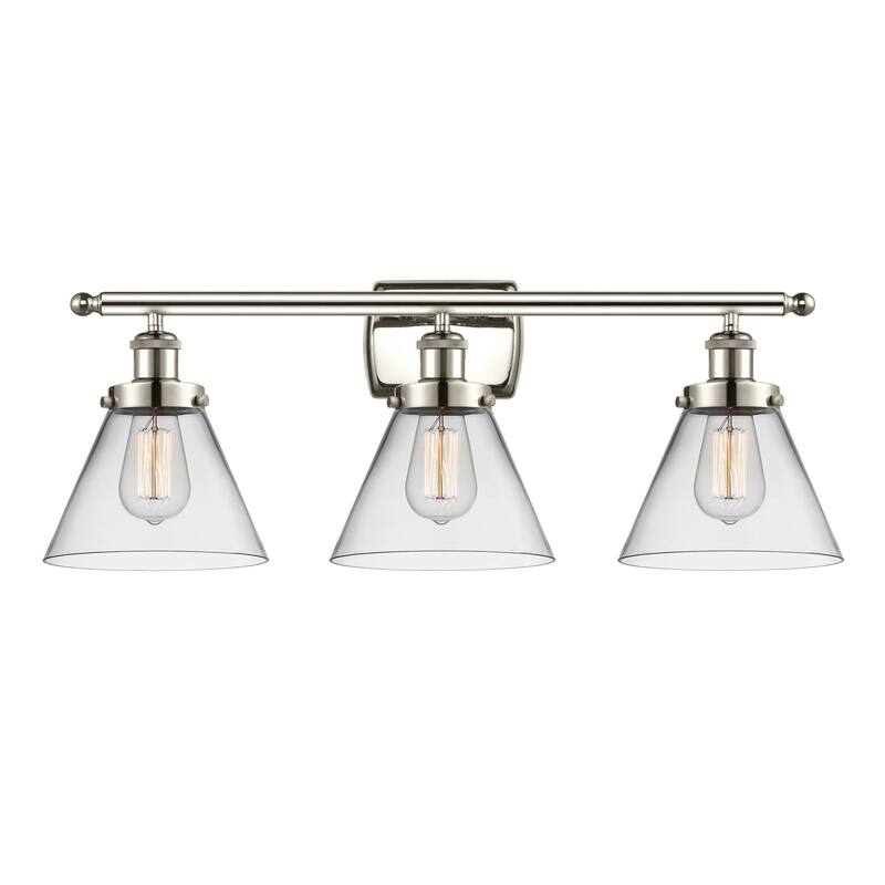 Innovations Lighting Ballston Urban Cone - 3 Light 28" Bath Vanity Light - Clear/Polished Nickel