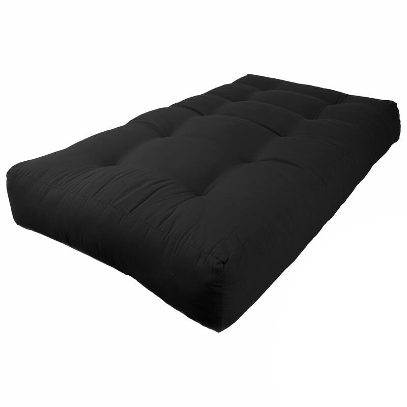 10-inch Thick Twill Futon Mattress (Twin, Full, or Queen) - Black - Twin