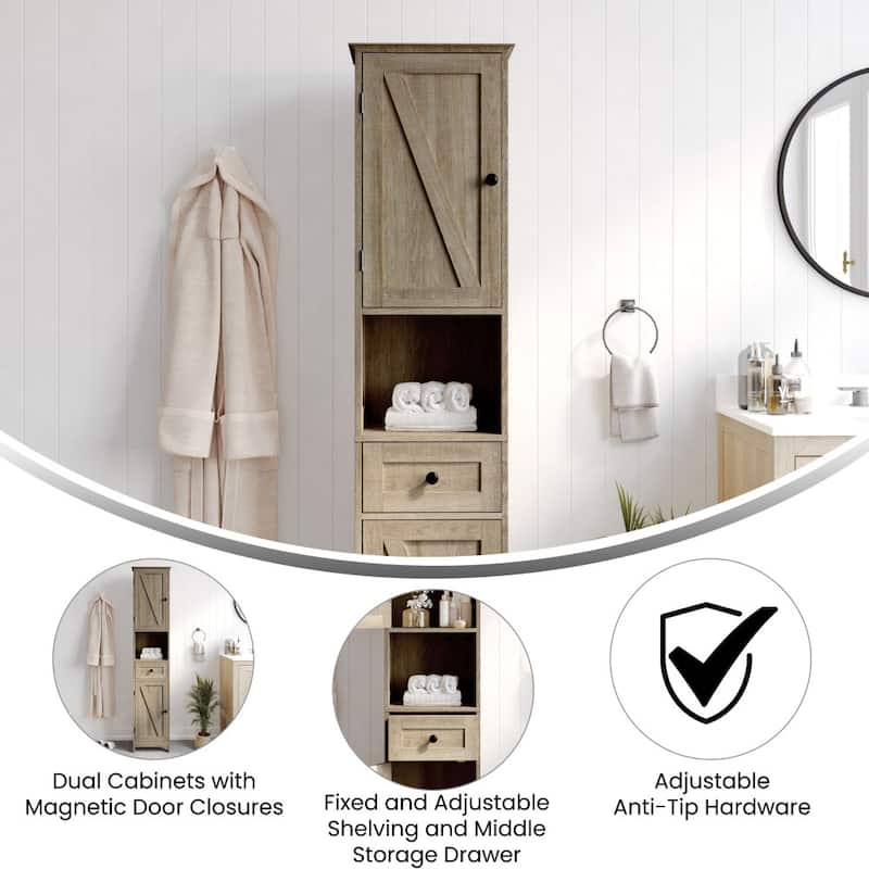 Freestanding Bathroom Tall Linen Tower Storage Organizer with Shelves