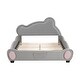 preview thumbnail 4 of 7, Full Size Velvet Kids Bed with Bear-Shaped Headboard, Gray