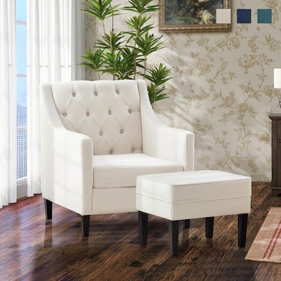 HUIMO Arm Chair Comfy Club Chair with Ottoman and Pillow