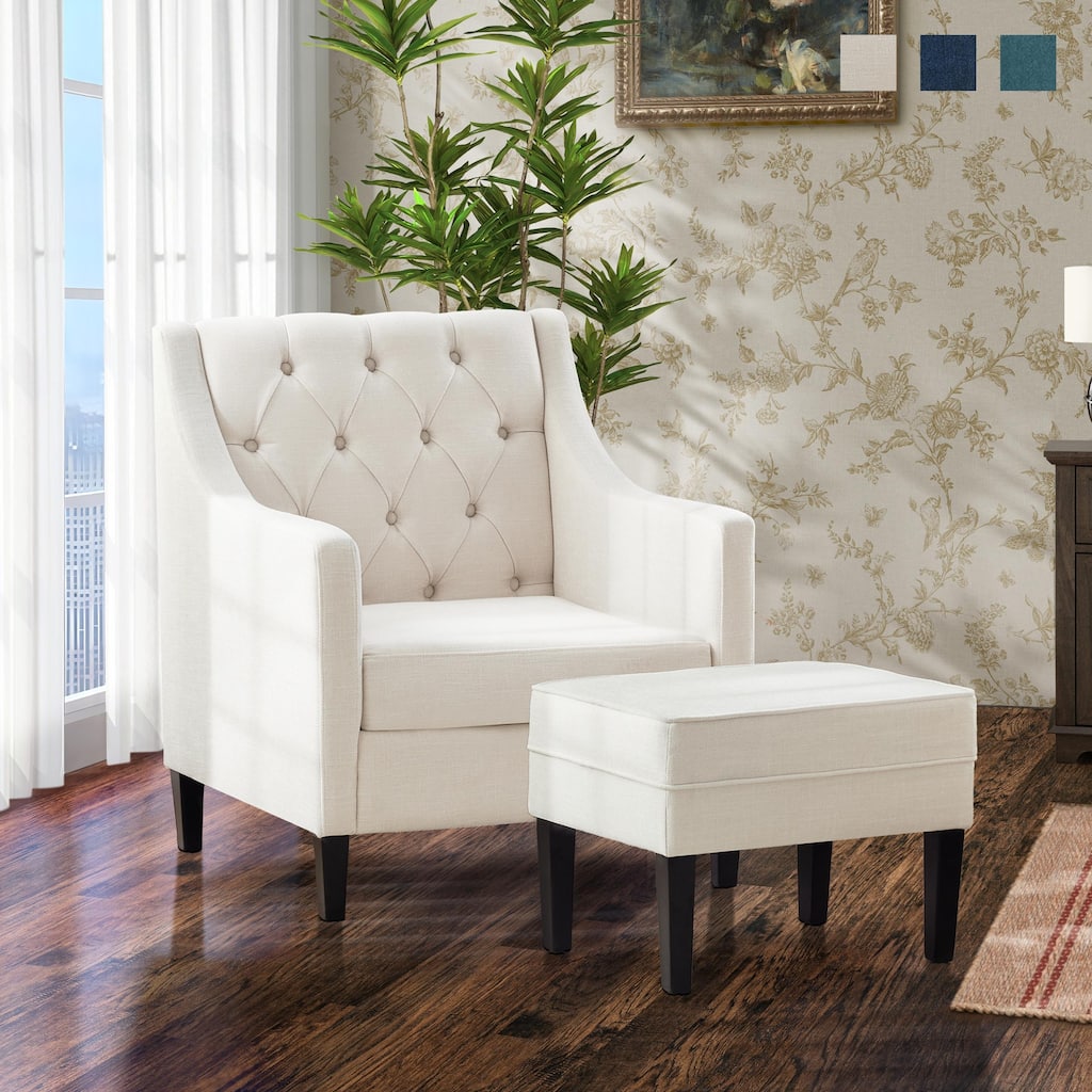 HUIMO Arm Chair Comfy Club Chair with Ottoman and Pillow