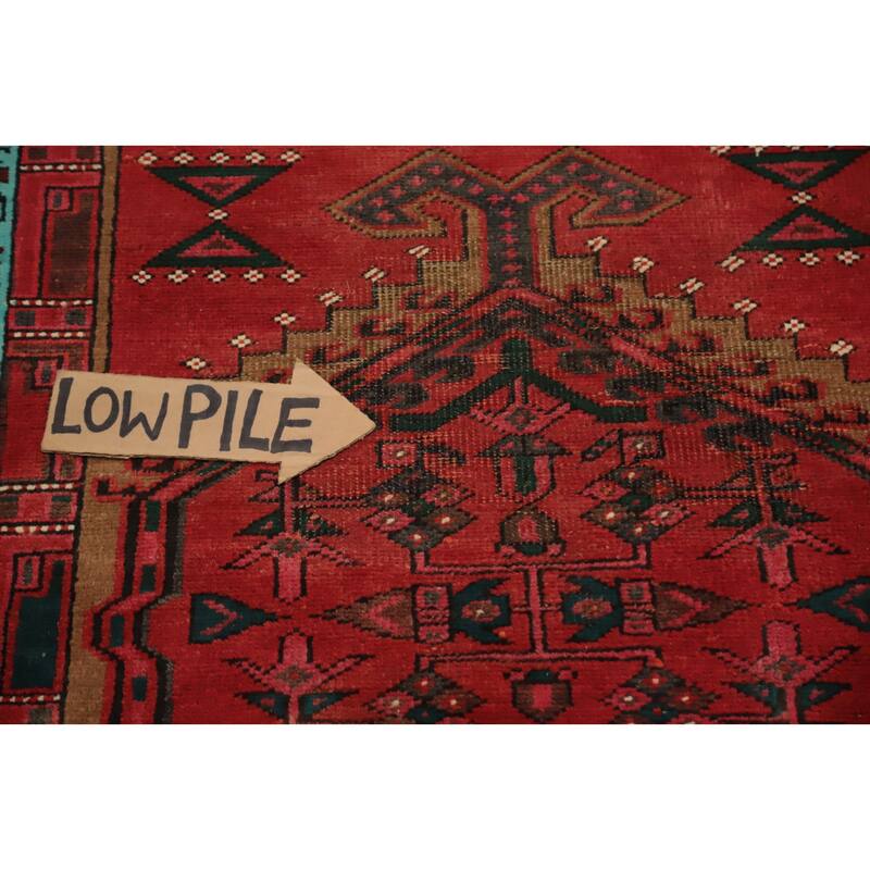 Hand Knotted Oriental 100% Wool Carpet Traditional Geometric Red Ardebil Runner Rug - 10' 6'' X 3' 4''