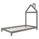 preview thumbnail 4 of 9, Gray Twin Size Wood Platform Bed with House-shaped Headboard