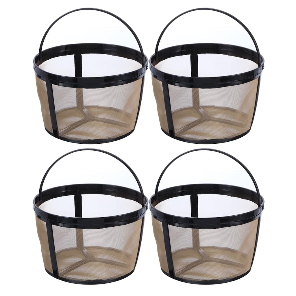 4Pcs Coffee Filter Basket, Filter Replacement with Mesh Bottom, Gold