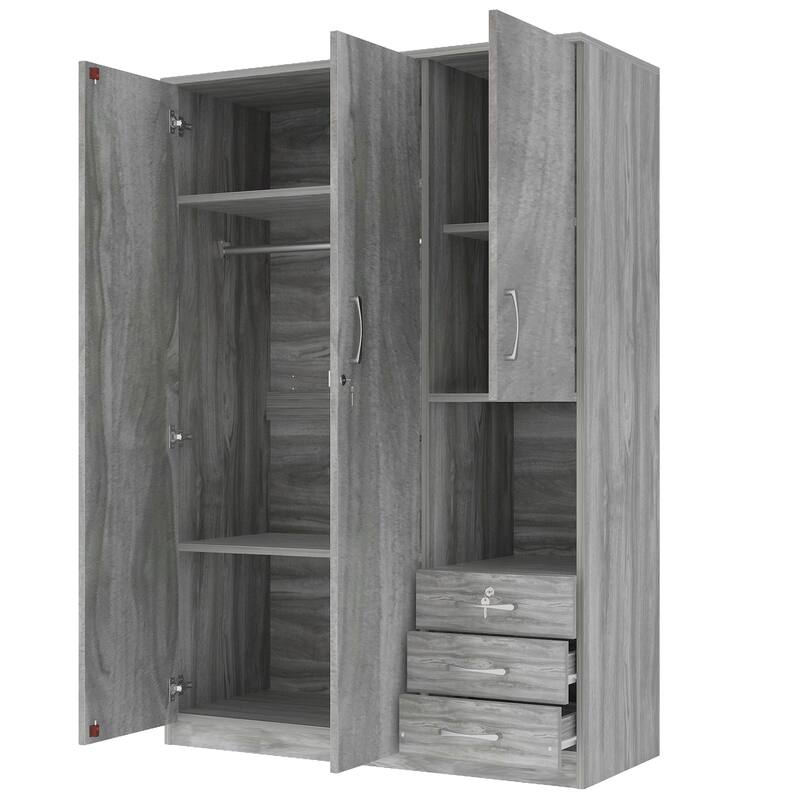 GDFStudio - Elara Contemporary Wardrobe with Drawers and Hanging Rail