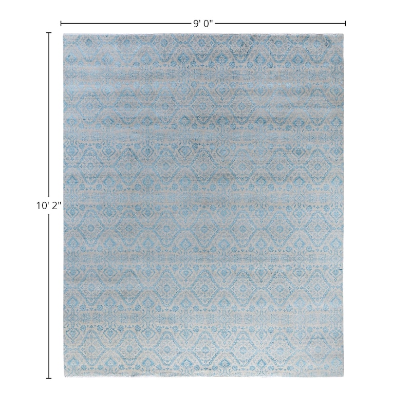 Ikat One-of-a-Kind Hand-Knotted Area Rug, Gray - 9' 0" x 10' 2"