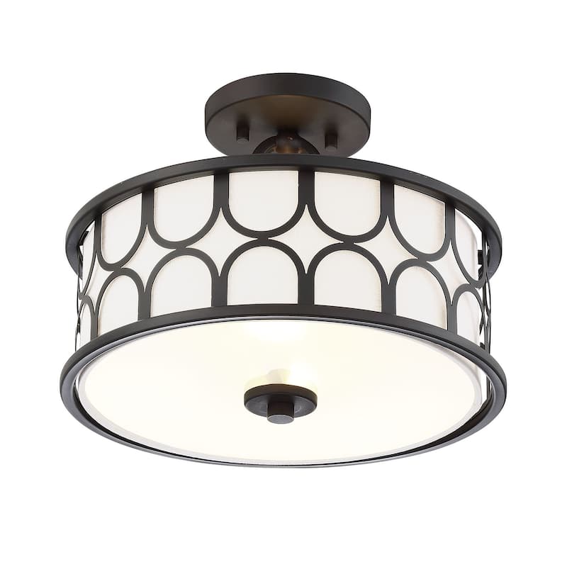 Meridian M60015 2 Light 13" Wide Semi-Flush Drum Ceiling Fixture
