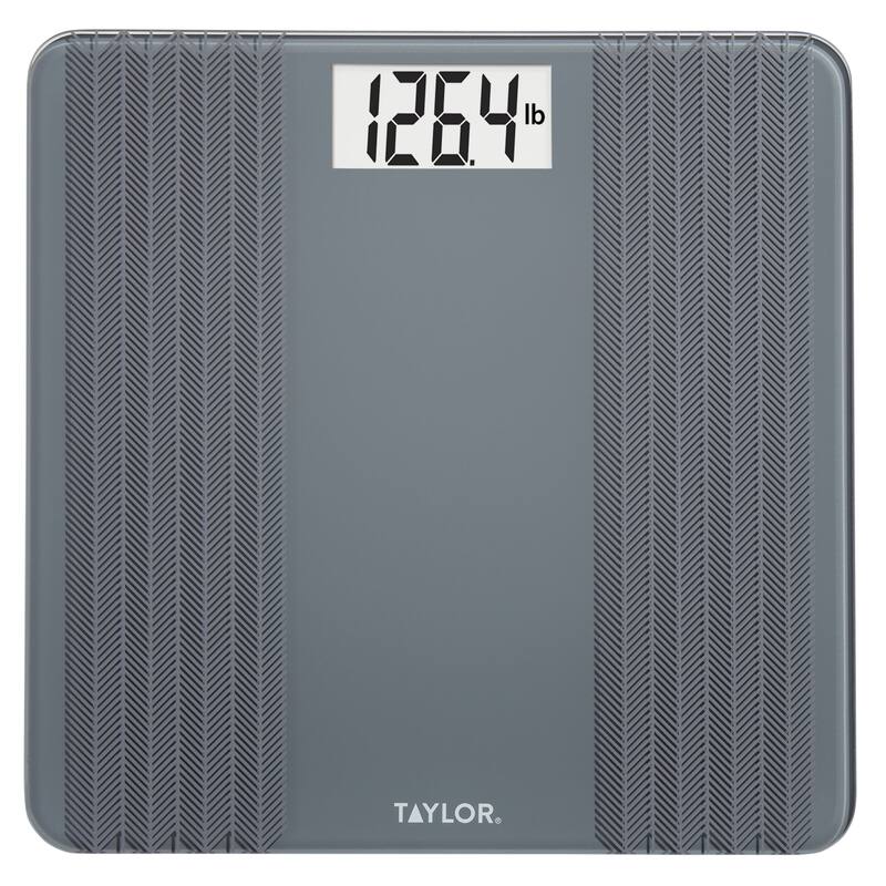 Taylor Glass Digital Bathroom Scale Herringbone Design, Gray