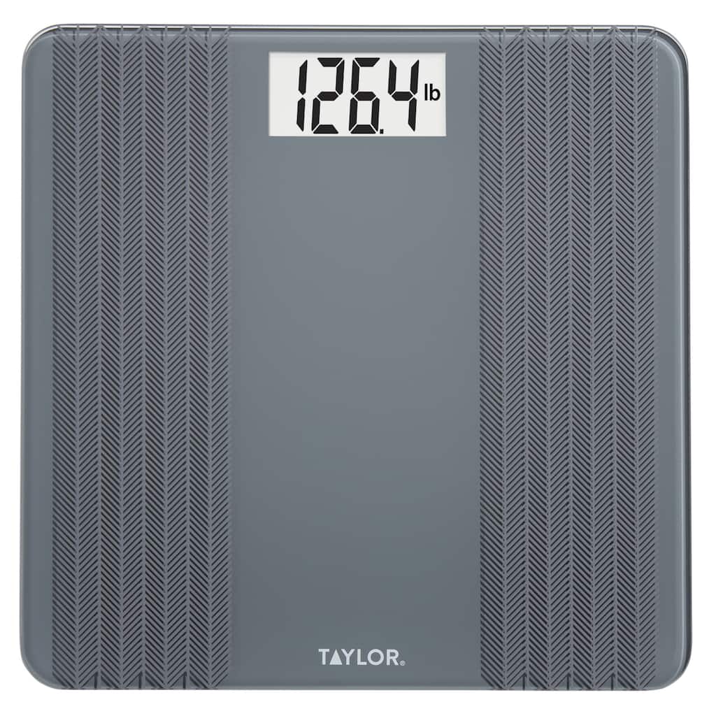 Taylor Glass Digital Bathroom Scale Herringbone Design, Gray