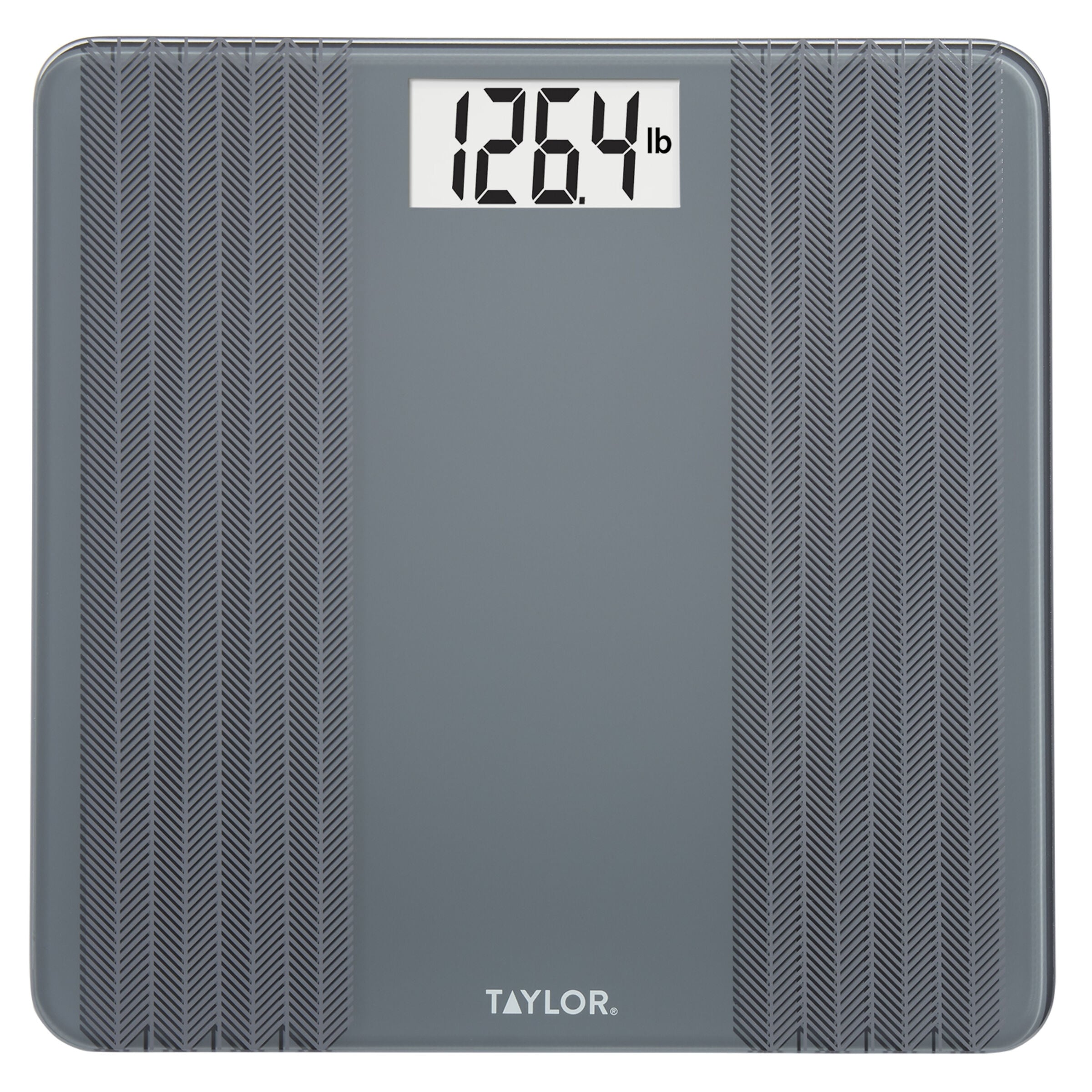 Taylor Glass Digital Bathroom Scale Herringbone Design, Gray