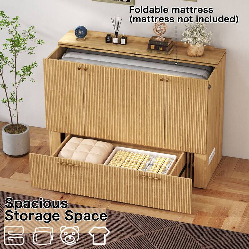 Full Size Murphy Bed with USB Port and a Large Drawer