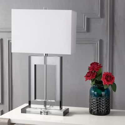 Day 26" Crystal LED Table Lamp, Clear/Black by JONATHAN Y