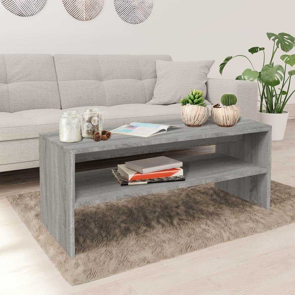 vidaXL Coffee Table Grey Sonoma Engineered Wood Medium Coffee Table - 15.7 x 39.4 x 15.7 in