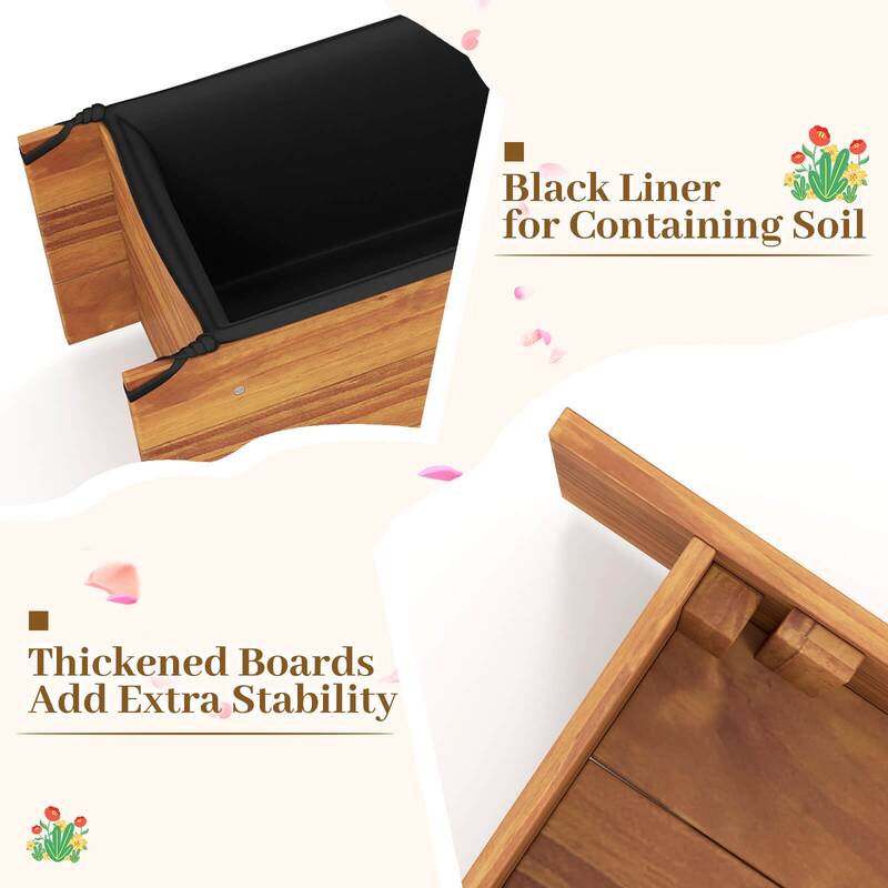 Costway Raised Garden Bed Wood Rectangular Planter Box with 2 Drainage - See Details