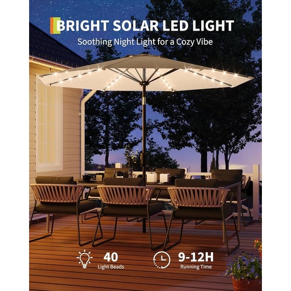 10 Ft Patio Umbrella with Solar Lights, Outdoor Table Umbrella with 40 LED  Lights & Tilt Crank - Bed Bath & Beyond - 42864356