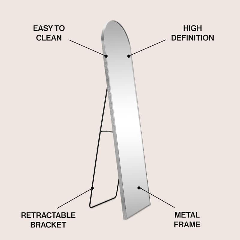 JONATHAN Y Large Arched Metal Framed Floor Full-Length Mirror - 59 H x 16 W x 1.08 D