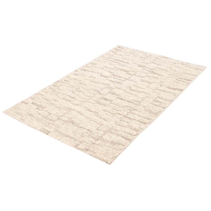 ECARPETGALLERY Hand-knotted Tangier Cream Wool Rug - 5'0 x 8'0