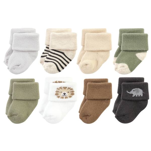 slide 1 of 1, Hudson Baby Infant Boy Cotton Rich Newborn and Terry Socks, Brave Lion 0-6 Months - Brave Lion