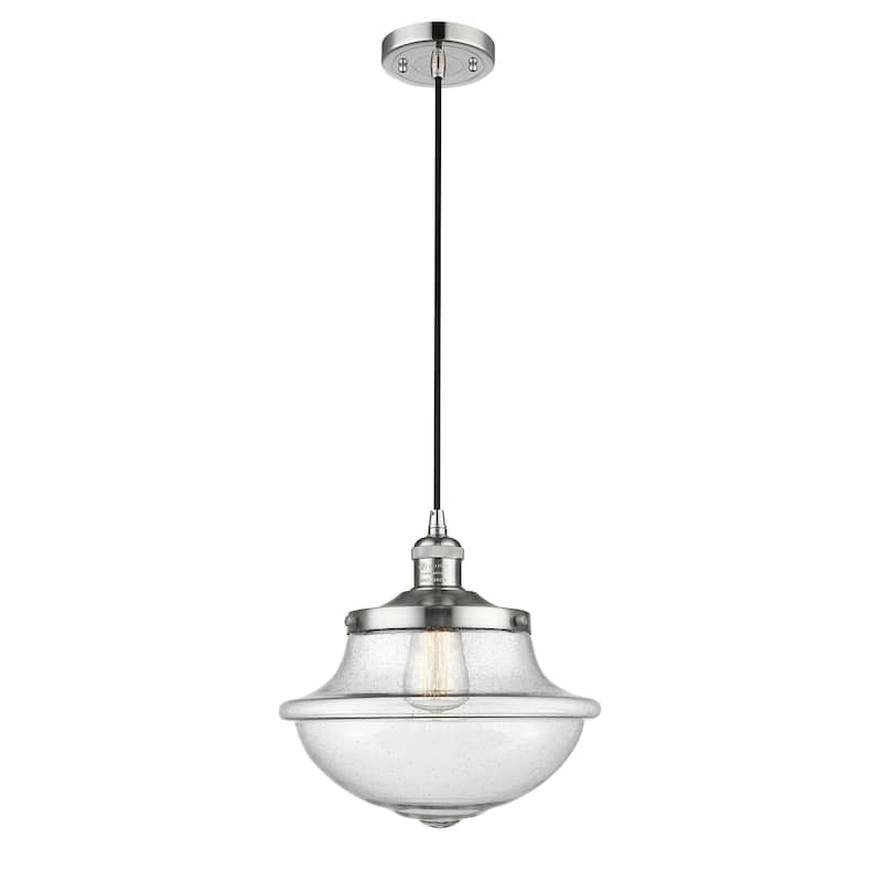 Innovations Lighting Franklin Restoration Oxford - 1 Light 12" Cord Hung Mini Pendant - Polished Nickel/Seedy