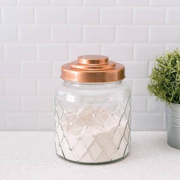 Home Basics Glass 0.7-gallon Air-tight Jar with Copper Lid - Overstock - 20602528 Home Basics Glass 0.7-gallon Air-tight Jar with Copper Lid - Overstock - 20602528
