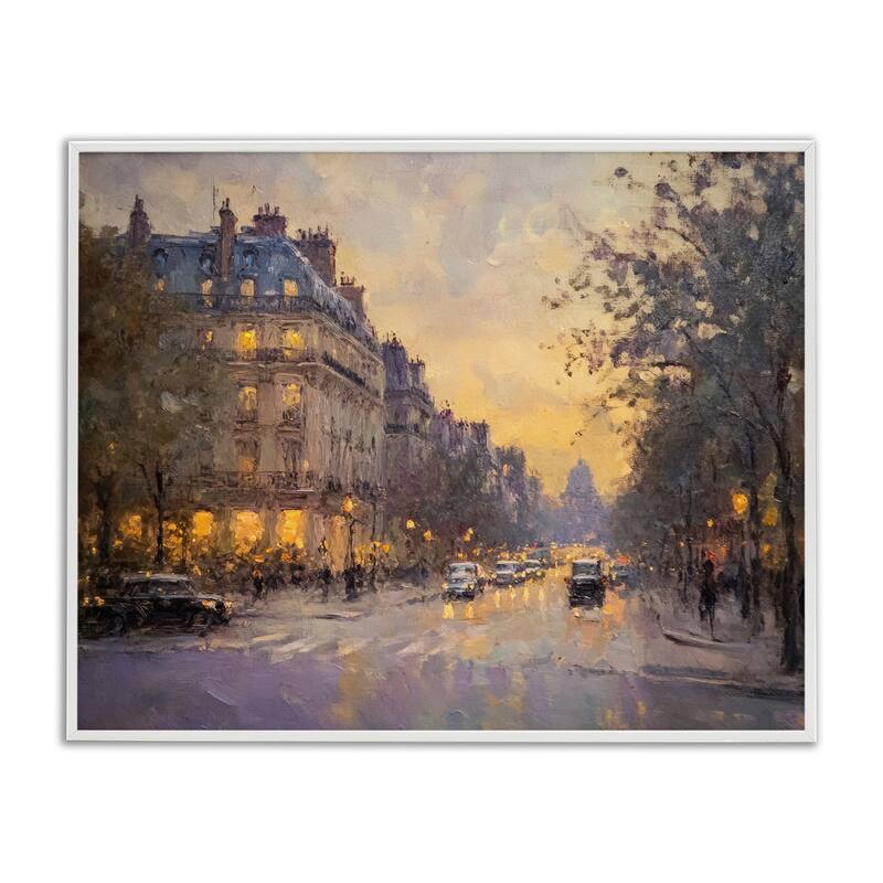 Stupell Vintage City Street View Framed Giclee Art Design By Petal Prints Design - 14 x 11 - White
