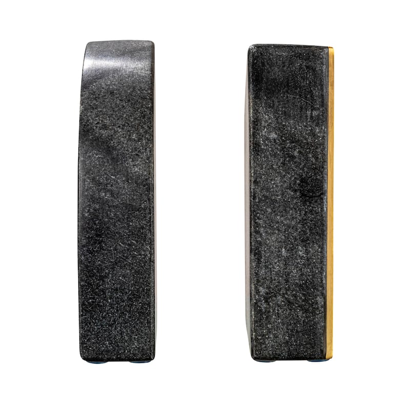 Arched Marble Bookends with Brass Detail - 5.5"L x 1.5"W x 7.0"H