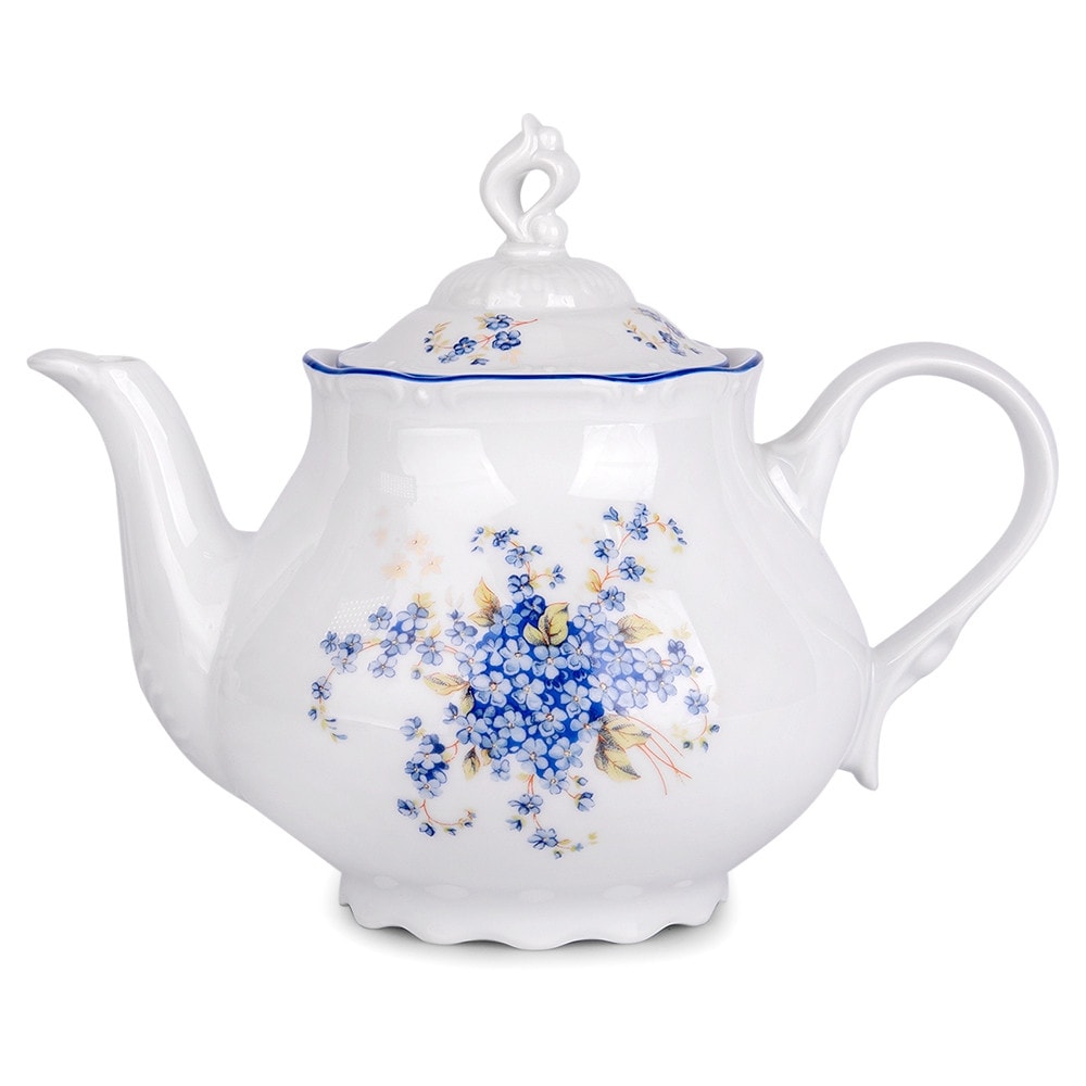 Constance Blue & White Porcelain Tea Pot - 40.58 fl oz - Bed Bath
