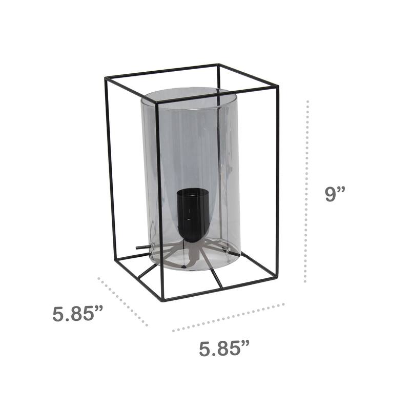 Lalia Home Framed Table Lamp with Clear Cylinder Glass Shade