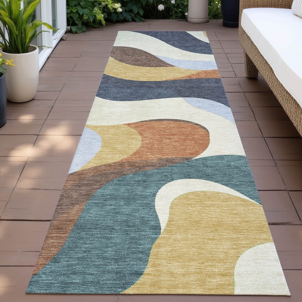 Machine Washable Indoor/Outdoor Casual Contemporary Chantille Rug