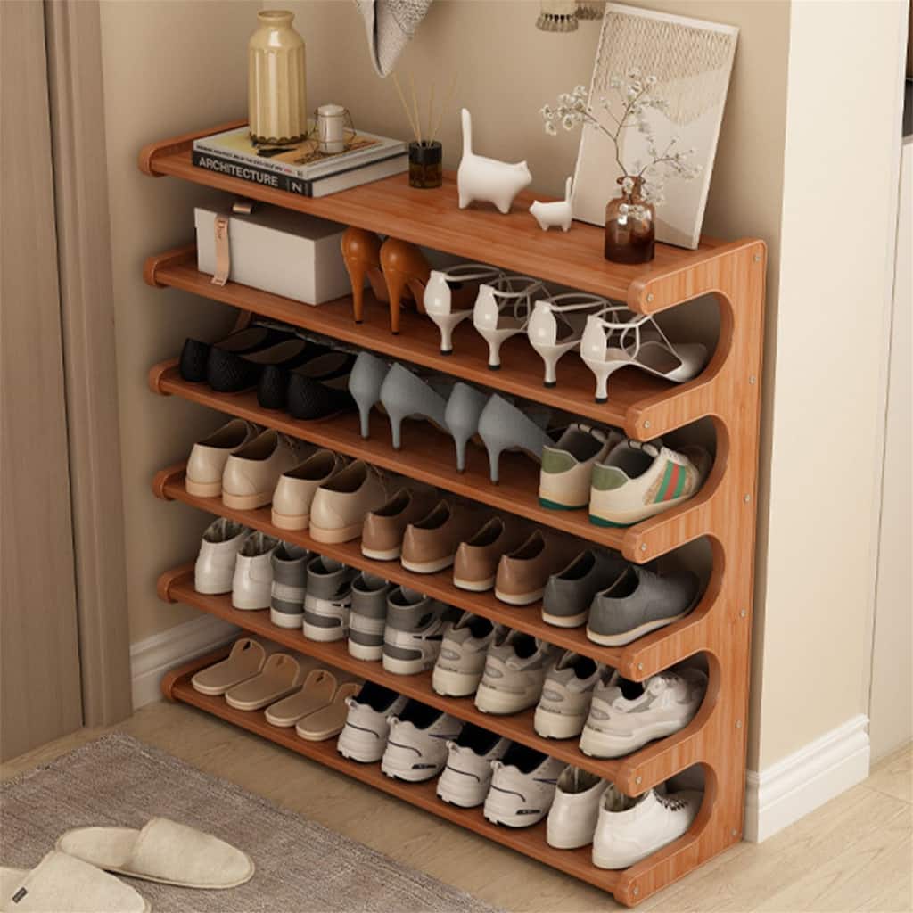 6-Layer Wood Grain Shoe Rack