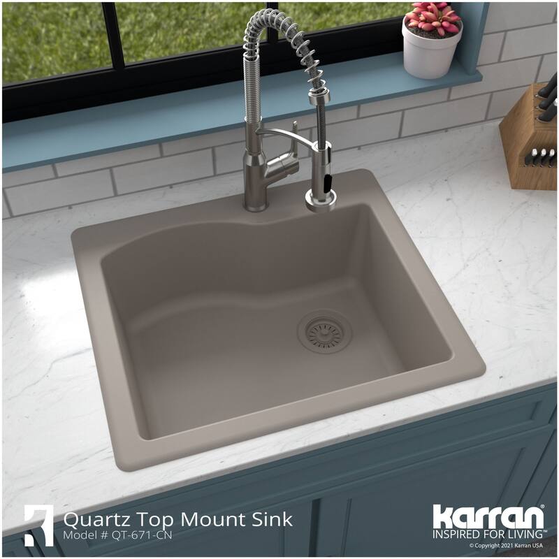 Karran USA QT-671-PK1 Quartz QT 25" Drop In Single Basin Quartz