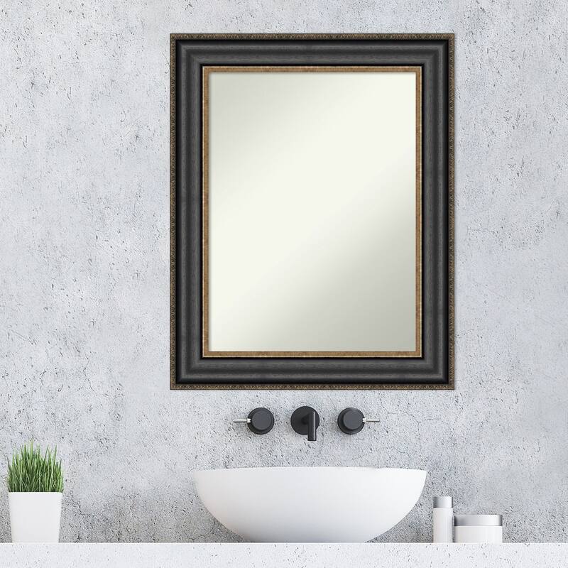 Non-Beveled Bathroom Wall Mirror - Thomas Black Bronze Frame