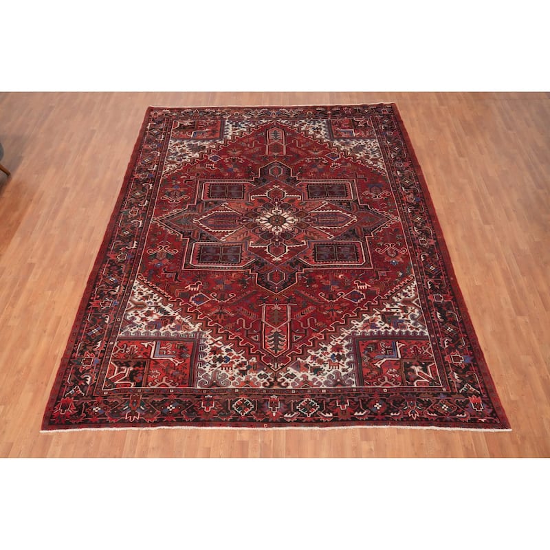 Hand Knotted Oriental 100% Wool Carpet Traditional Medallion Red Heriz Area Rug - 12' 7'' X 10' 4''