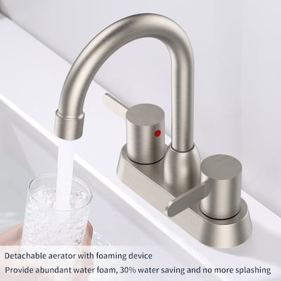 Modern Double Handle 360 Degree Swivel Bathroom Vanity Sink Faucet with Anti Leak Valve and Aerator, Anti Fingerprint, Anti Rust