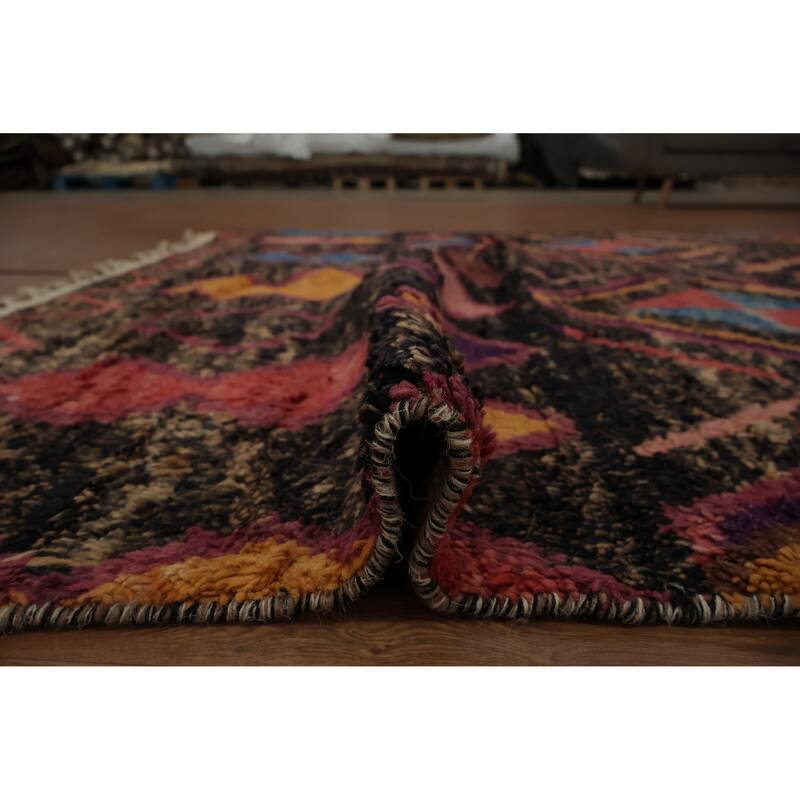 Hand Knotted Oriental 100% Wool Carpet Modern Tribal Brown Moroccan Area Rug - 10' 6'' X 6' 10''