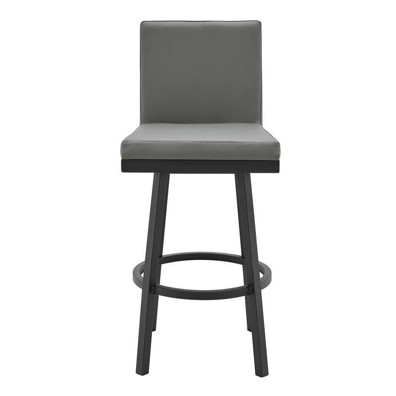 30" Modern Kitchen Swivel Bar Stool with Faux Leather Upholstery Seat and Iron Frame - 44”H x 19”W x 23”D