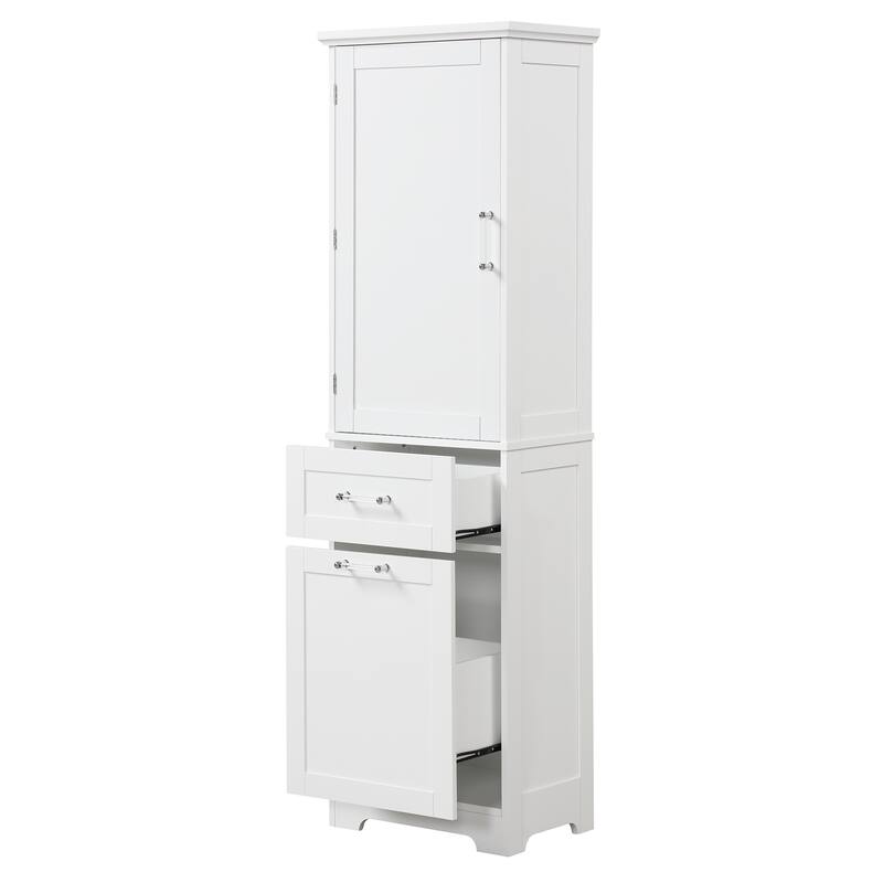 Freestanding Storage Cabinet with Two Different Size Drawers and Adjustable Shelf