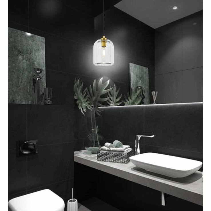 3 Pack hanging light gold bulbs light Crystal pendant light