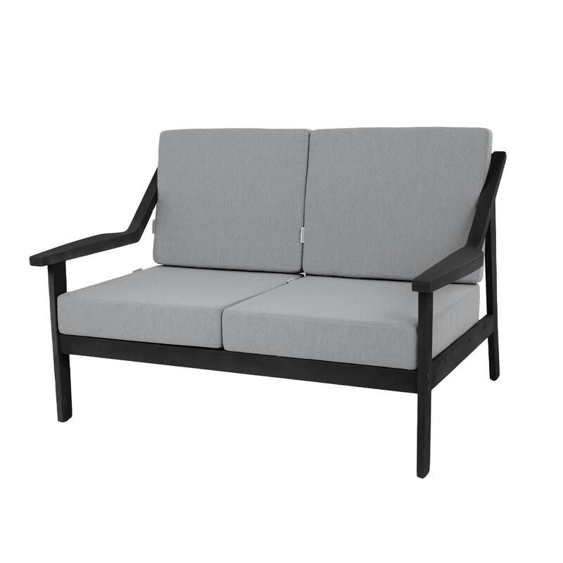 Solid Wood Outdoor Arm Chair Loveseat with Cushion