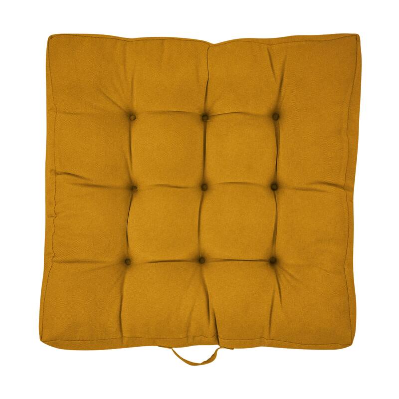 Sorra Home Solid Square Tufted Floor Pillow with Handle