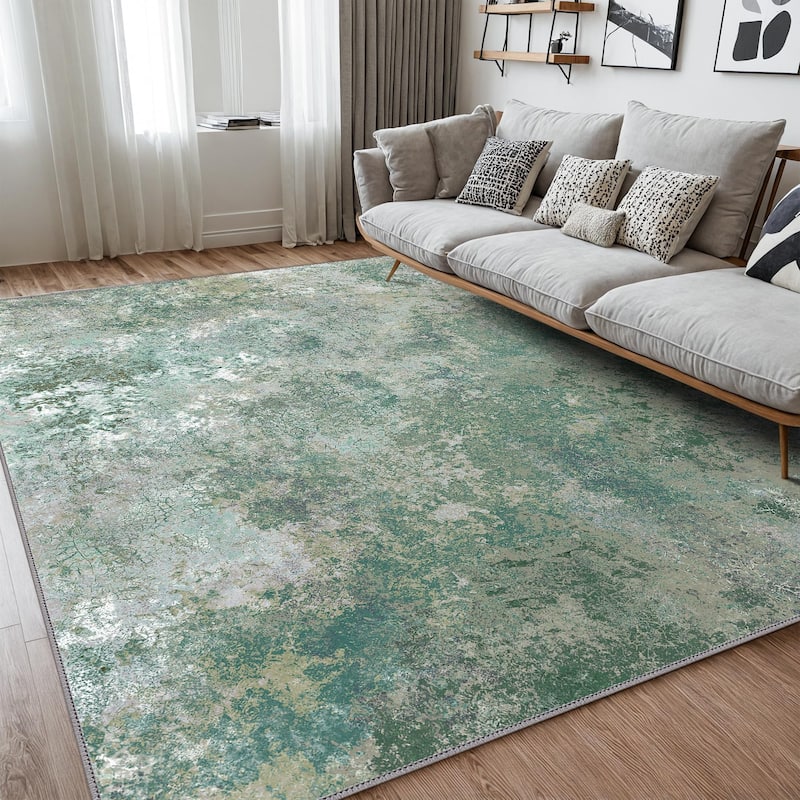 Mcow Modern Abstract Machine Washable Low Pile Area Rugs - 8'X10'