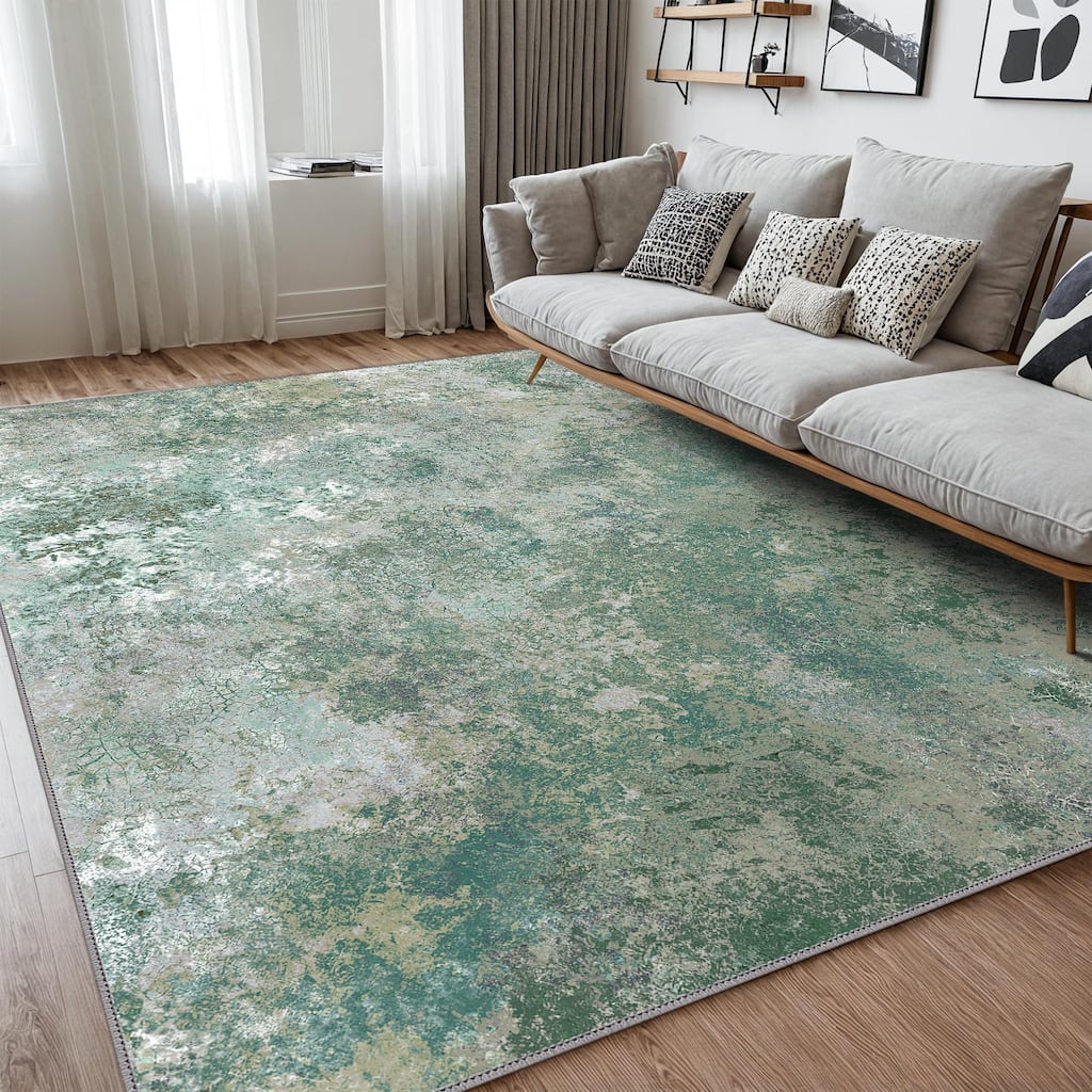 Mcow Modern Abstract Machine Washable Low Pile Area Rugs - 8'X10'