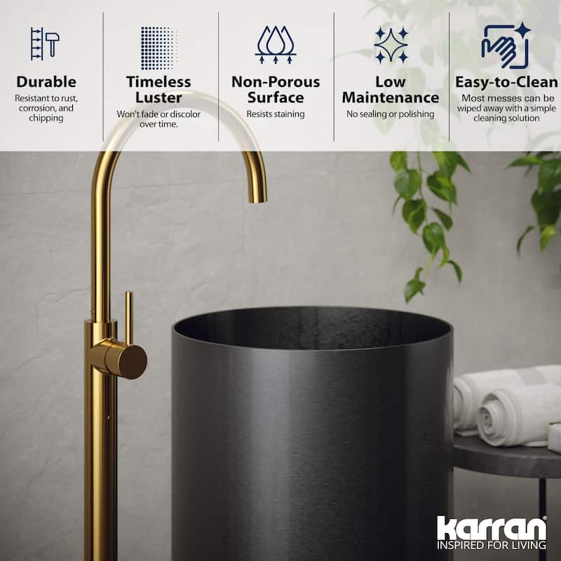 Karran USA CCP100 Cinox 15" Circular Stainless Steel Pedestal Bathroom