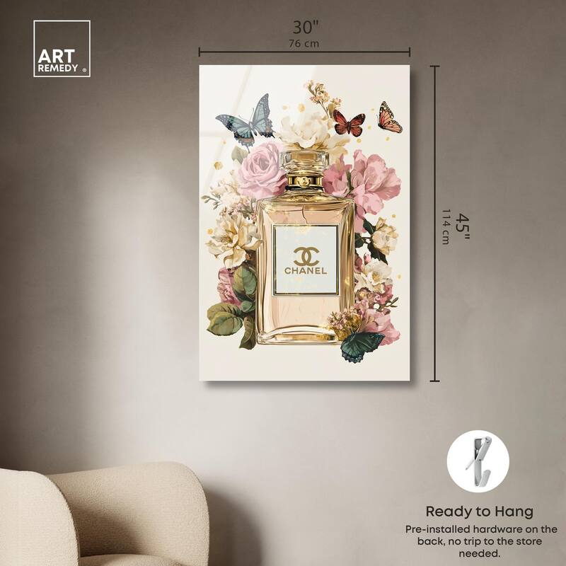 Glam Bloom Butterfly Perfume Acrylic by Art Remedy, Ready to Hang