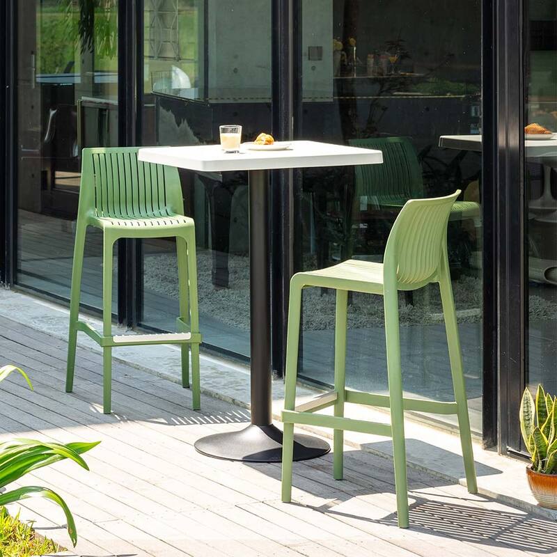 Milos Resin Stackable Bar Stools, Set of 2