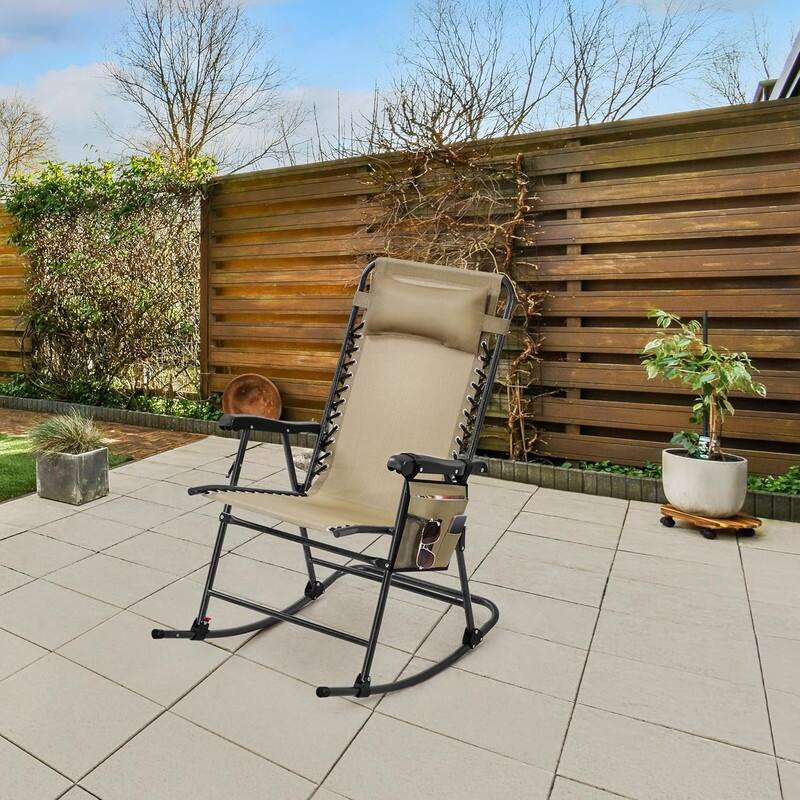 Rocking Chairs Foldable Outdoor Lounge Chair for Outside - 40.2"D x 25.8"W x 40.6"H